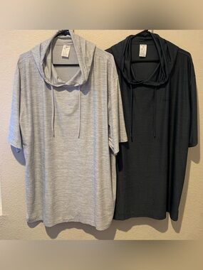 DEVOPS  2 Hooded Short-Sleeve Tees  in Gray and Charcoal NWOT. 2 pcs.